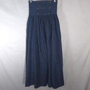 Blue Steampunk Gothic High Waist Corset LaceUp Back Maxi Walking Skirt Womens XS
